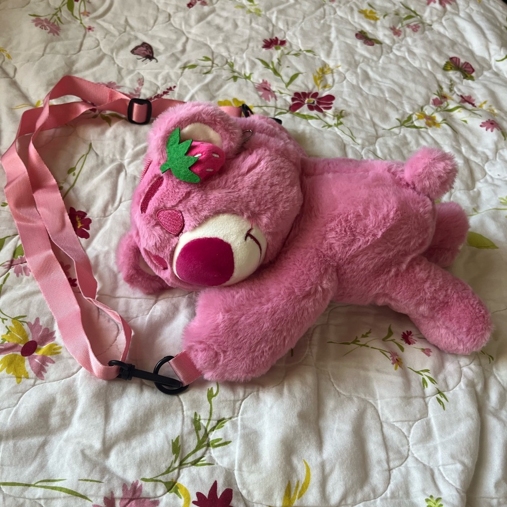 Lotso bear disney fluffy strawberry bag